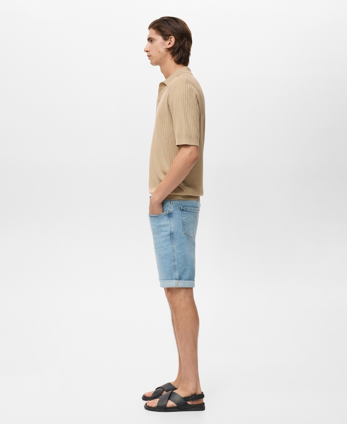 Mango Slim Fit Denim Bermuda Shorts In Blue