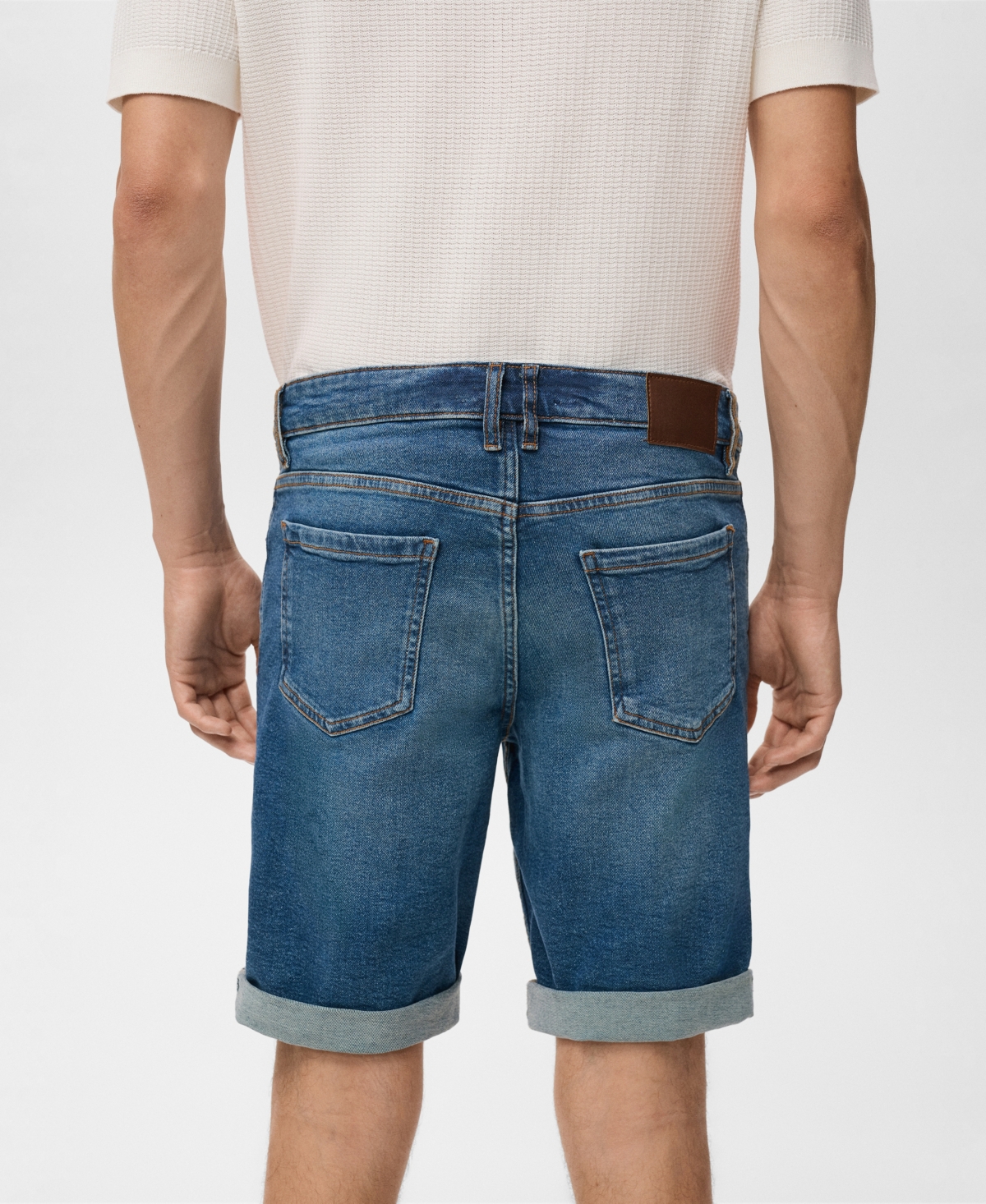 Mango Slim Fit Denim Bermuda Shorts In Blue
