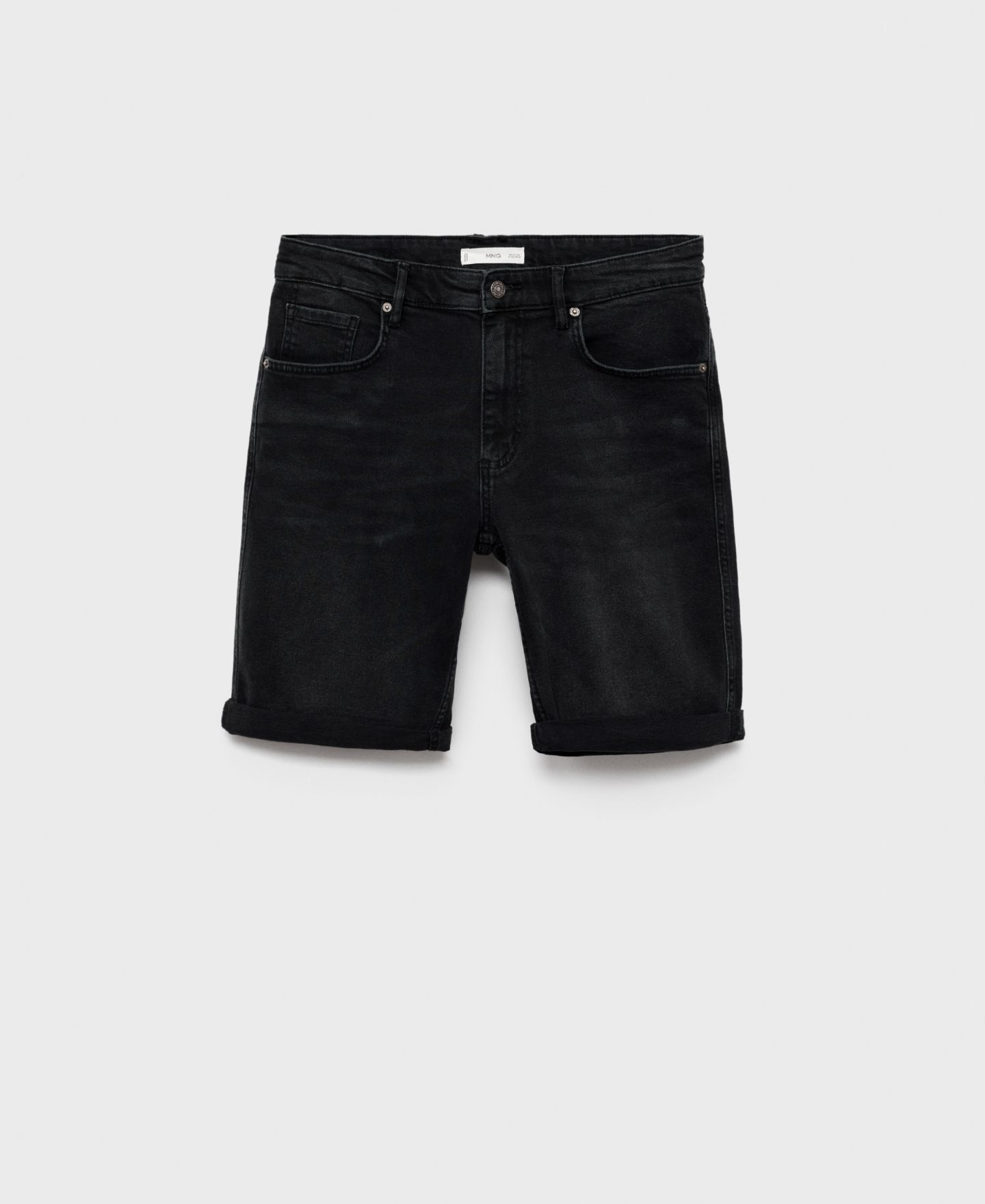 Мужские шорты MANGO Slim-Fit Denim Bermuda, цвет: Чёрный джинсовый — фото 8