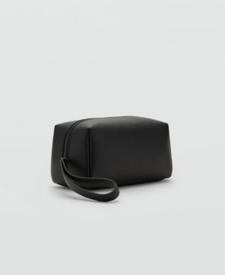 Men's Contrast-Strap Pebbled Cosmetic Bag