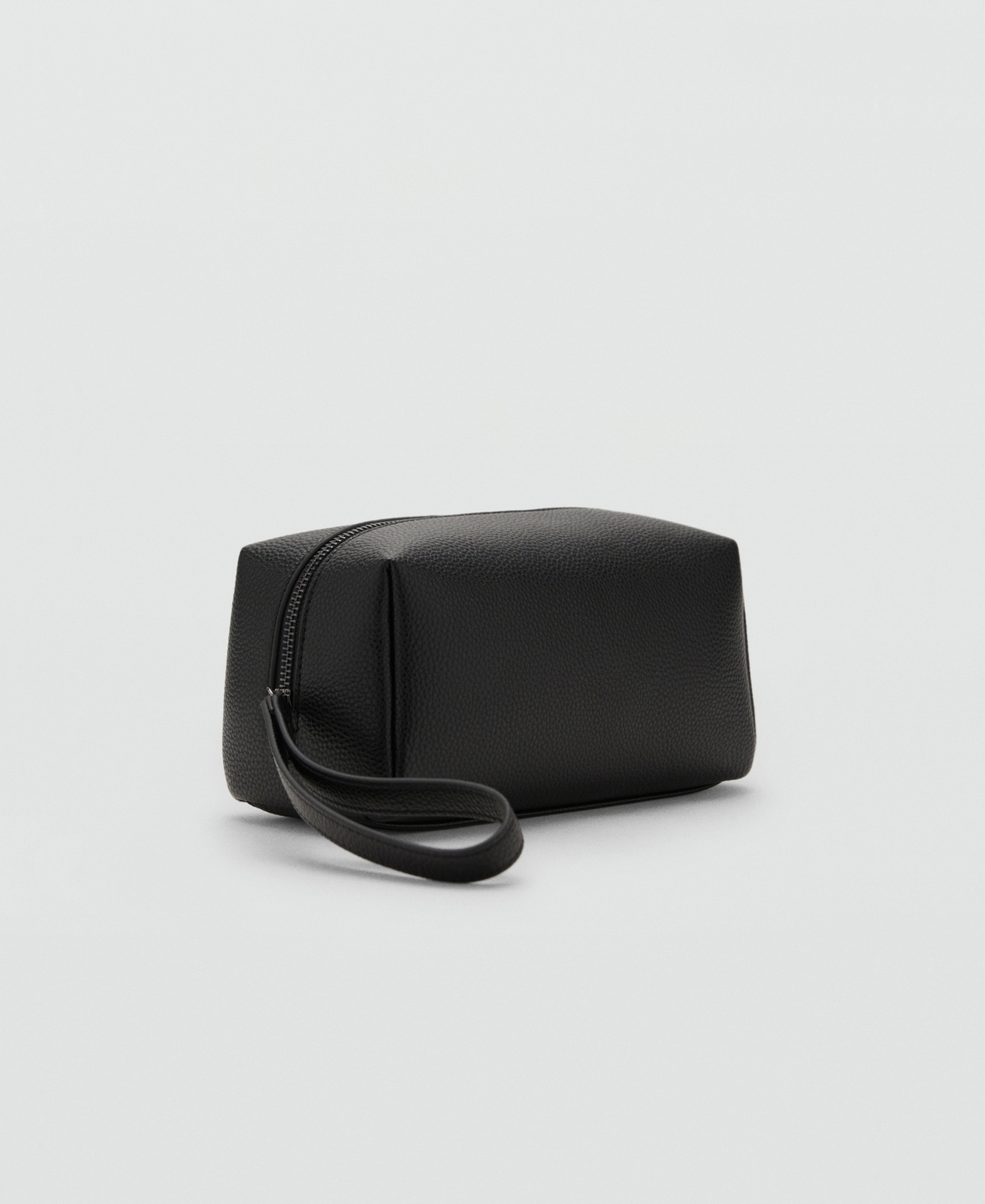 Mango Men's Contrast-strap Pebbled Cosmetic Bag In Black