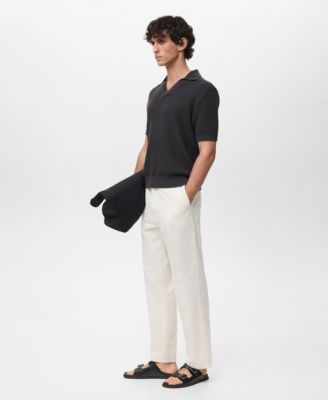 Men's Crochet Cotton Polo Shirt