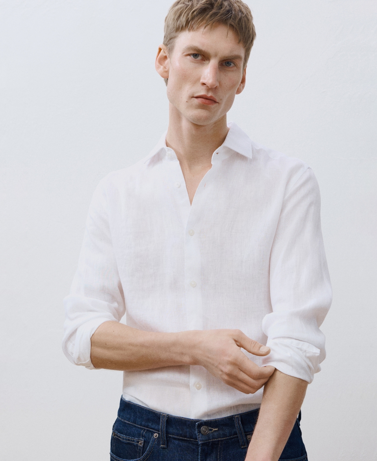 Mango Classic Fit Linen Button-up Shirt In White