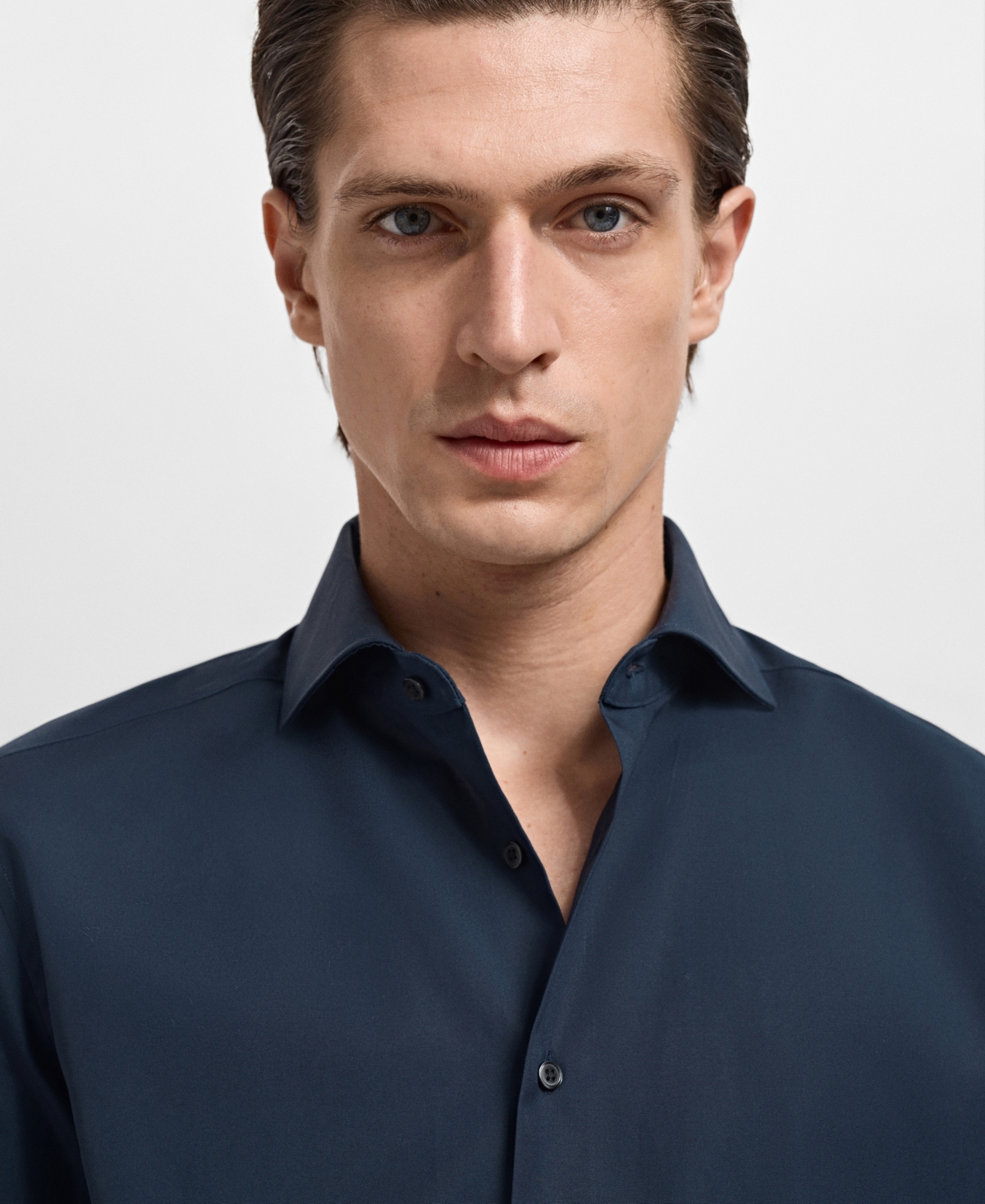 Mango Slim Fit Cotton Poplin Button-up Shirt In Black