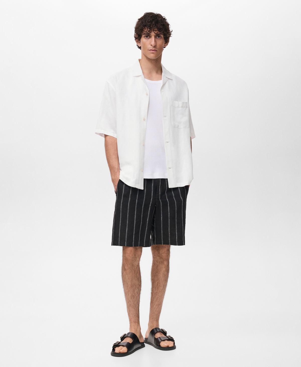 Mango Men's Regular-fit Linen Blend Shirt In White