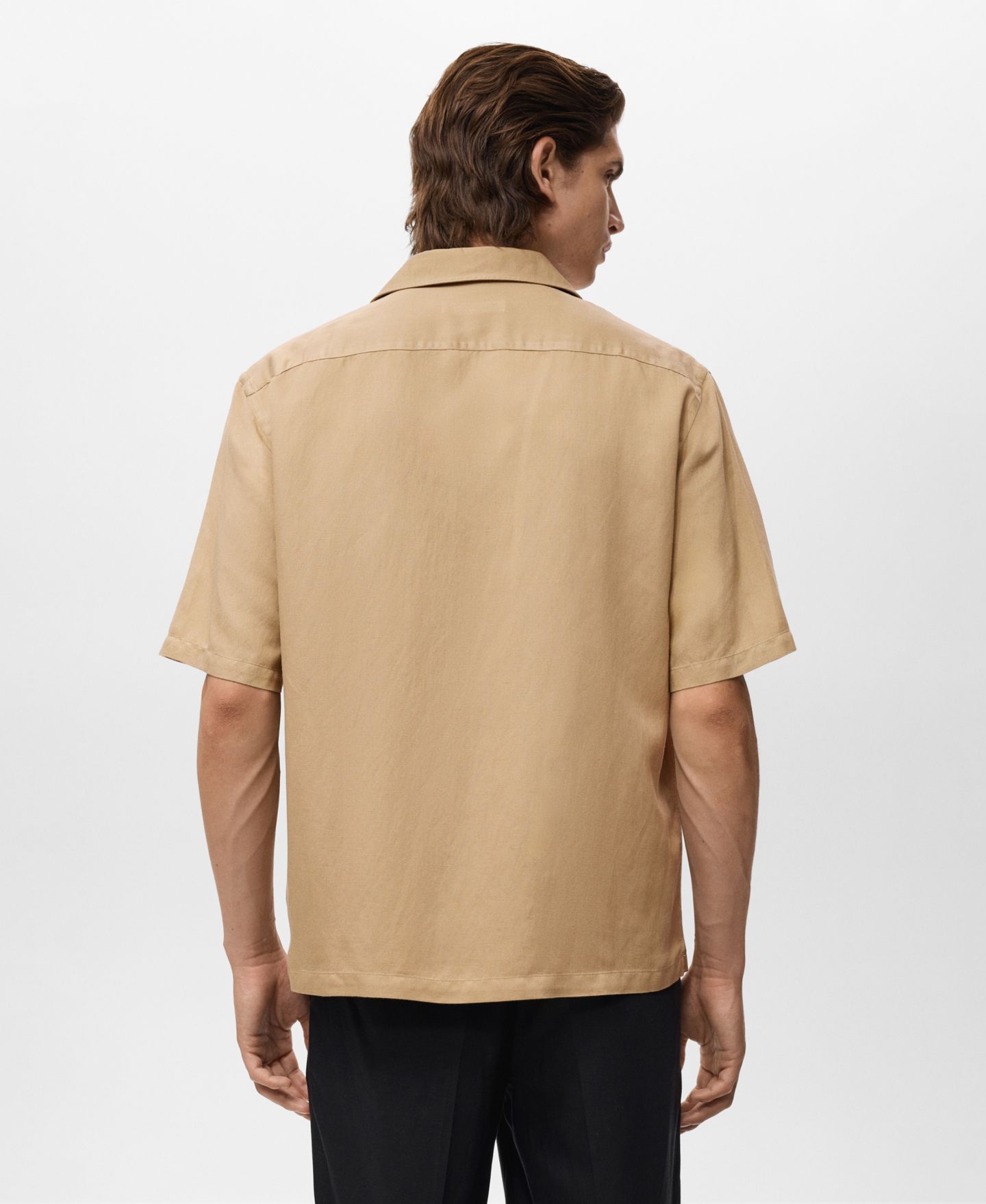 Мужская рубашка Mango Regular-Fit Linen Blend, цвет: Бежевый — фото 3