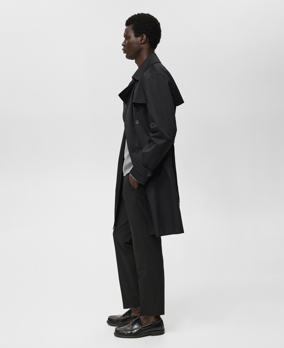 Mango Water Repellent Trench Coat In Black
