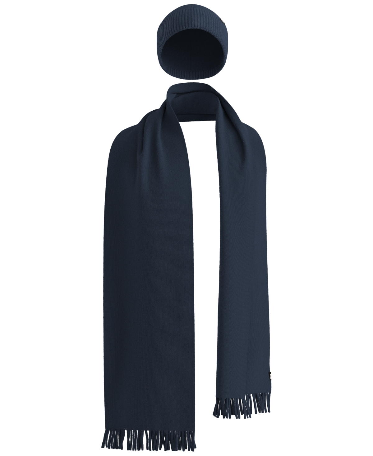 Hugo Boss Hepico Ribbed Cap And Scarf, 2-piece Set In Blue