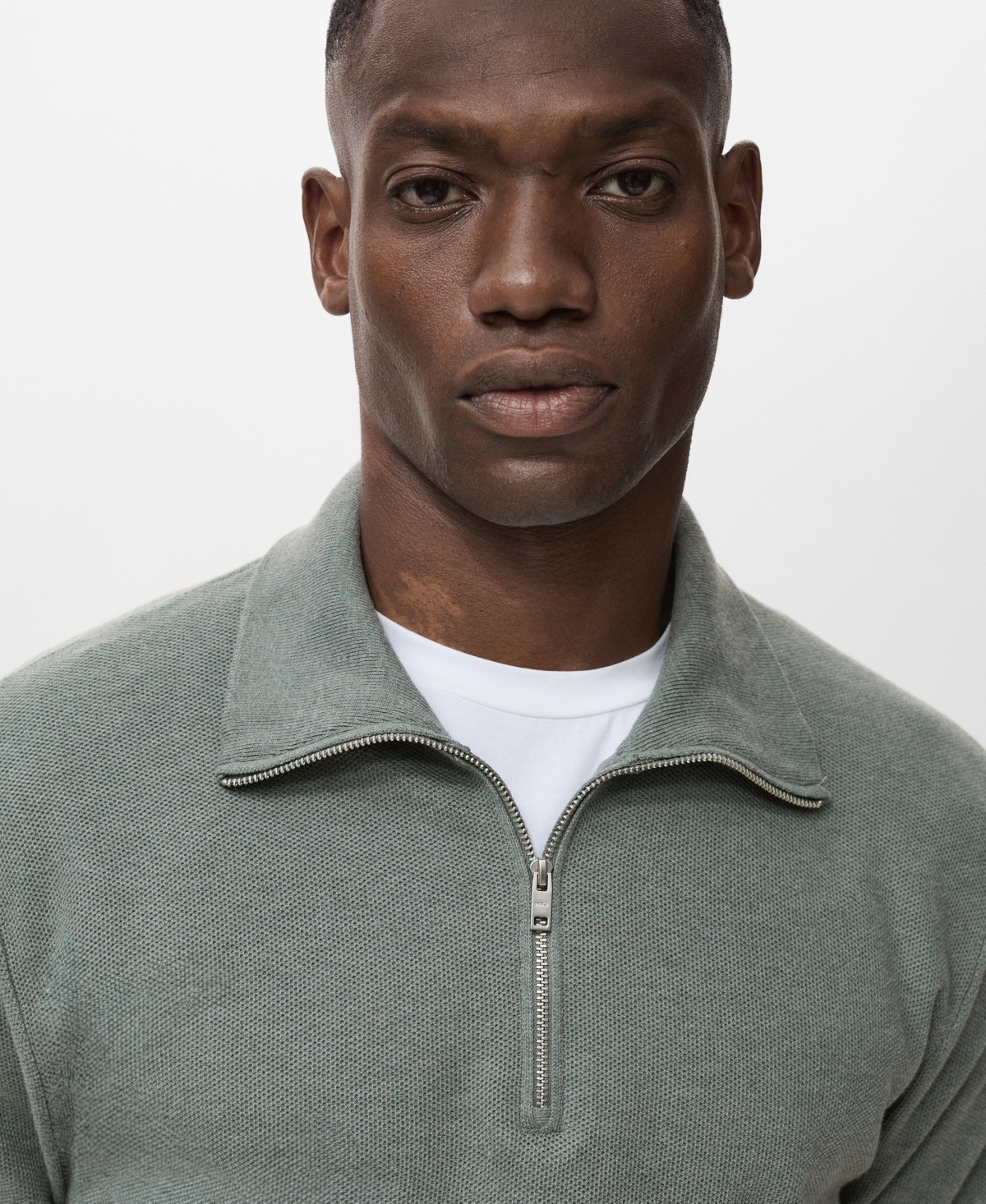 Mango Men's Zipper Collar Microstructure Sweater In Gray