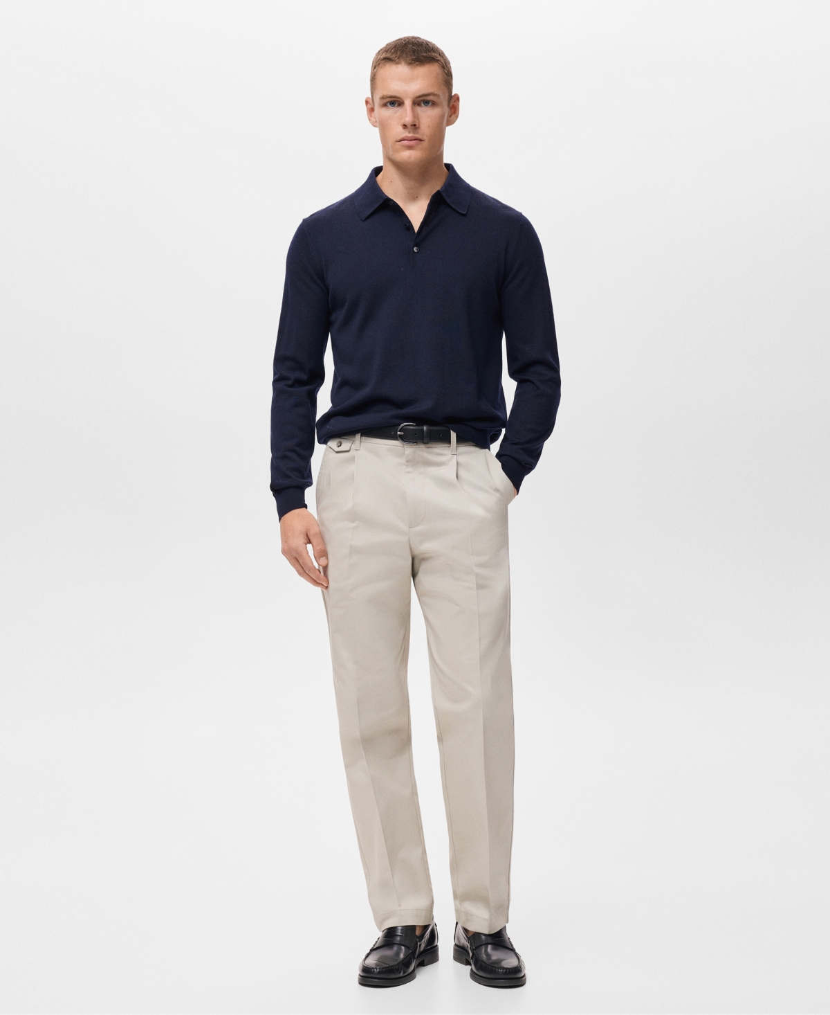 Mango Perkins Wool Quarter Zip Sweater In Blue