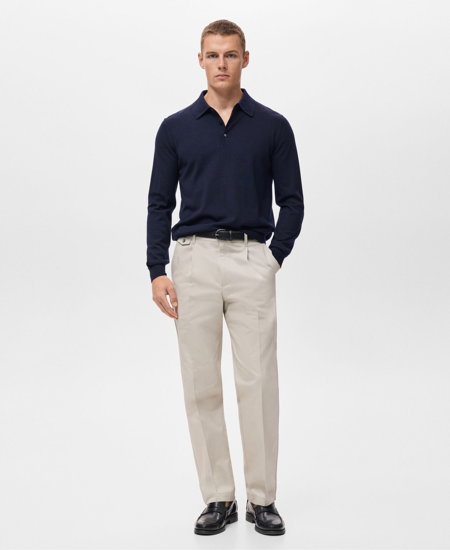 Men's Wool Knitted Polo Sweater