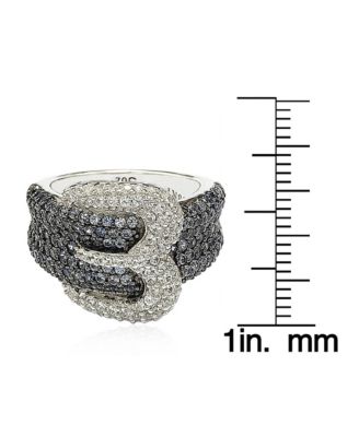 Suzy Levian Sterling Silver Sapphire & Created White Sapphire Buckle Ring