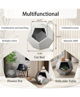 25.98" Pet Carrier Side Table Planter in Cement Gray