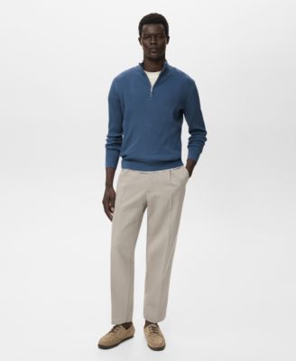 Men's Zip Neck Ribbed Sweater