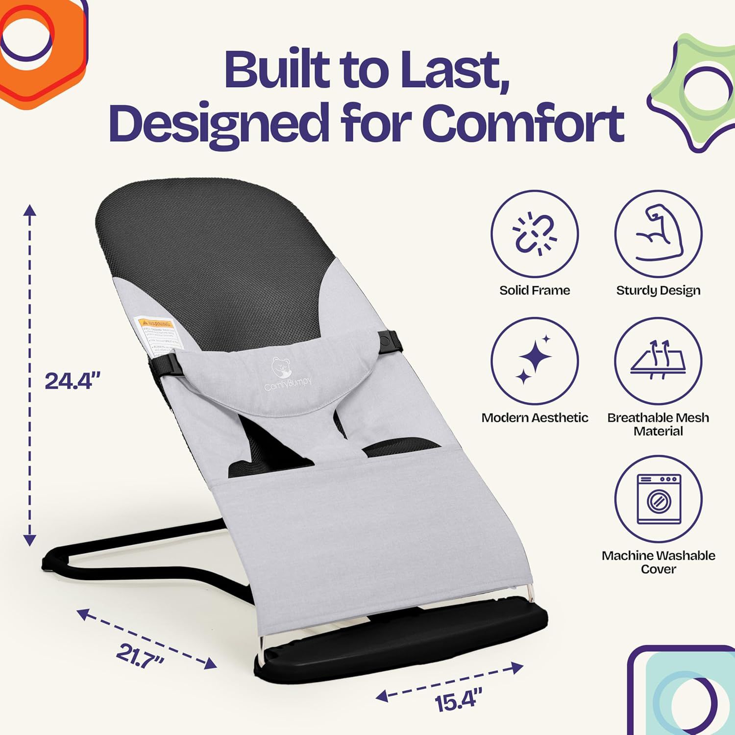 Kids Portable 2 in 1 Bouncer – Versatile Bouncer Chair Bouncer with Ergonomic Support to Use, Oatmeal