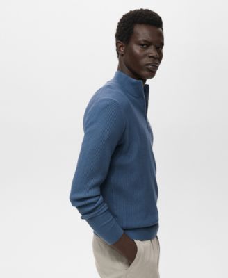 Men's Zip Neck Ribbed Sweater