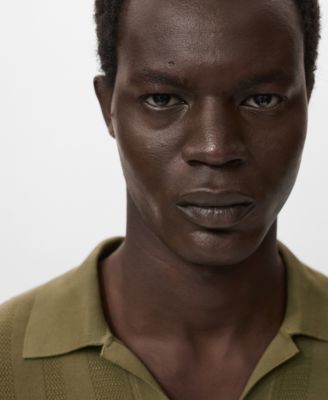 Men's Ribbed Knit Polo Shirt