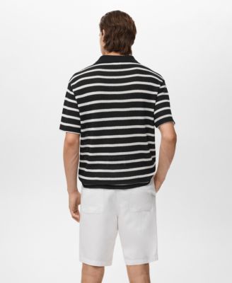 Men's Striped Braided-Knit Polo Shirt