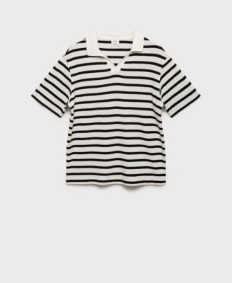 Men's Striped Textured Knitted Polo Shirt