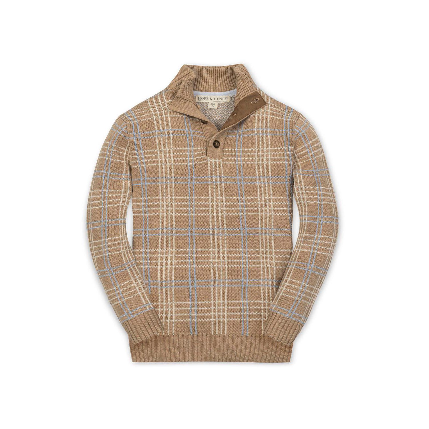 Hope and Henry Boy's Xsmall to Xlarge Organic Mock Neck Intarsia Sweater