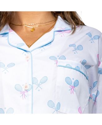 Women's Organic Cotton Poplin Button Down Pajama Night Shirt