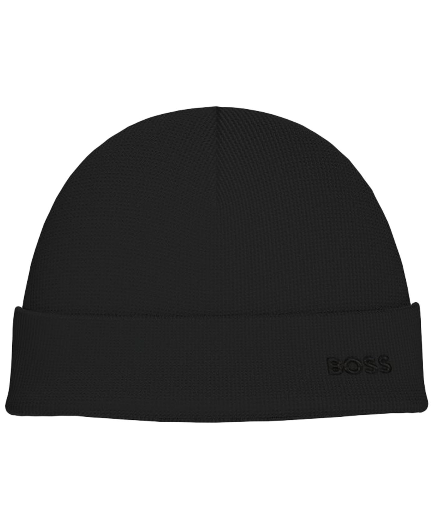 Мужские шапки Hugo Boss Waffle Logo Detail Beanie, цвет: Чёрный — фото 1