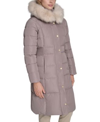 Women's Trim Hood Zip-Front Down Filled Puffer Coat