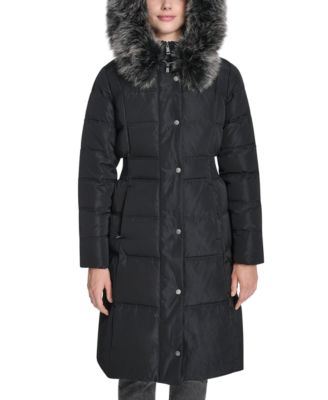 Women's Trim Hood Zip-Front Down Filled Puffer Coat
