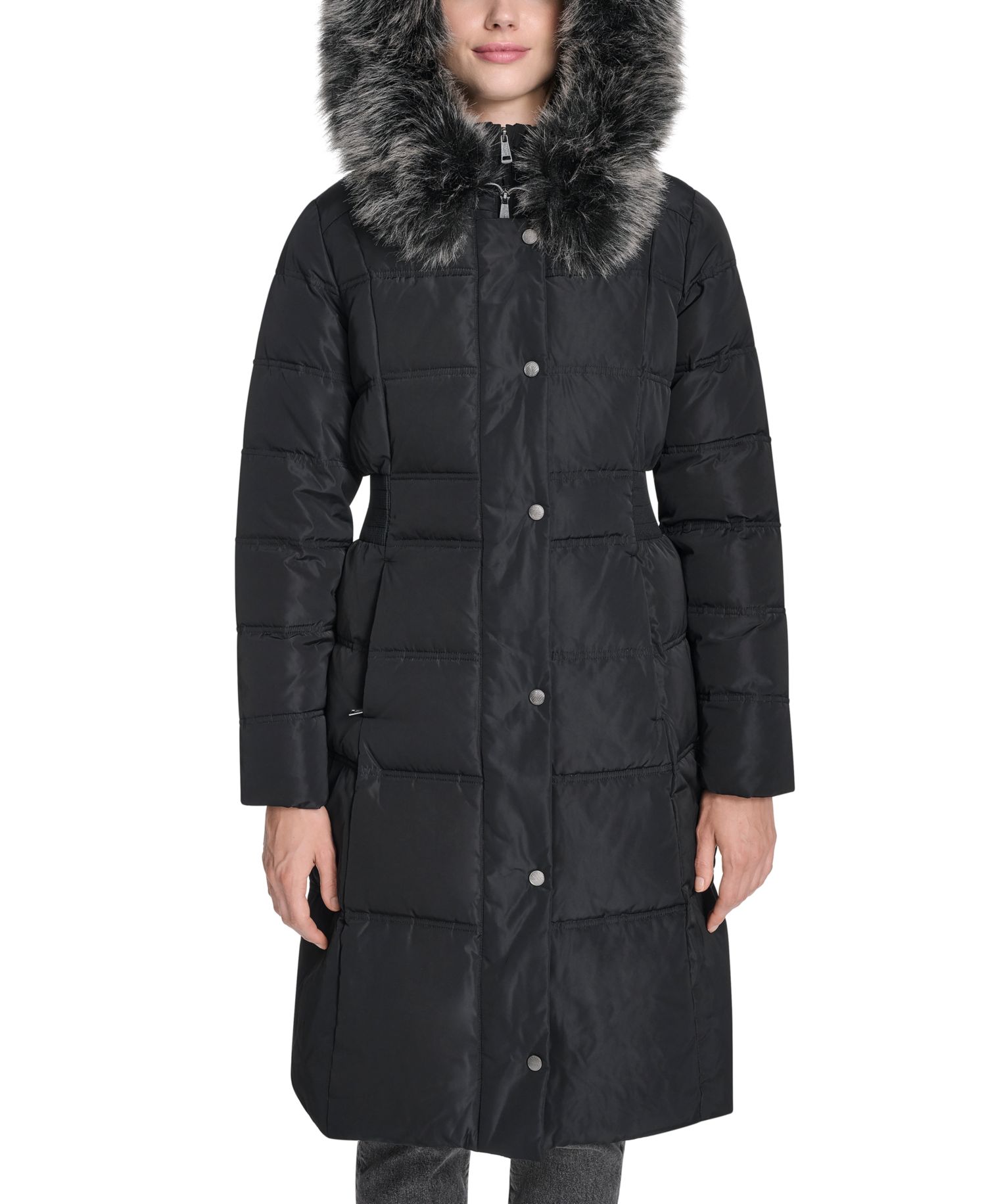 Women's Trim Hood Zip-Front Down Filled Puffer Coat