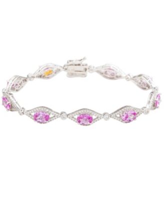 Suzy Levian Sterling Silver Oval-Cut Sapphire & Created White Sapphire Tennis Bracelet