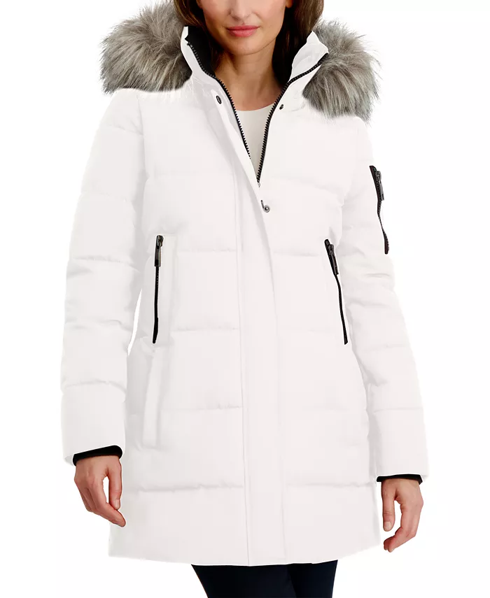Women's Faux-Fur-Trim Hooded Puffer Coat - thumbnail 3