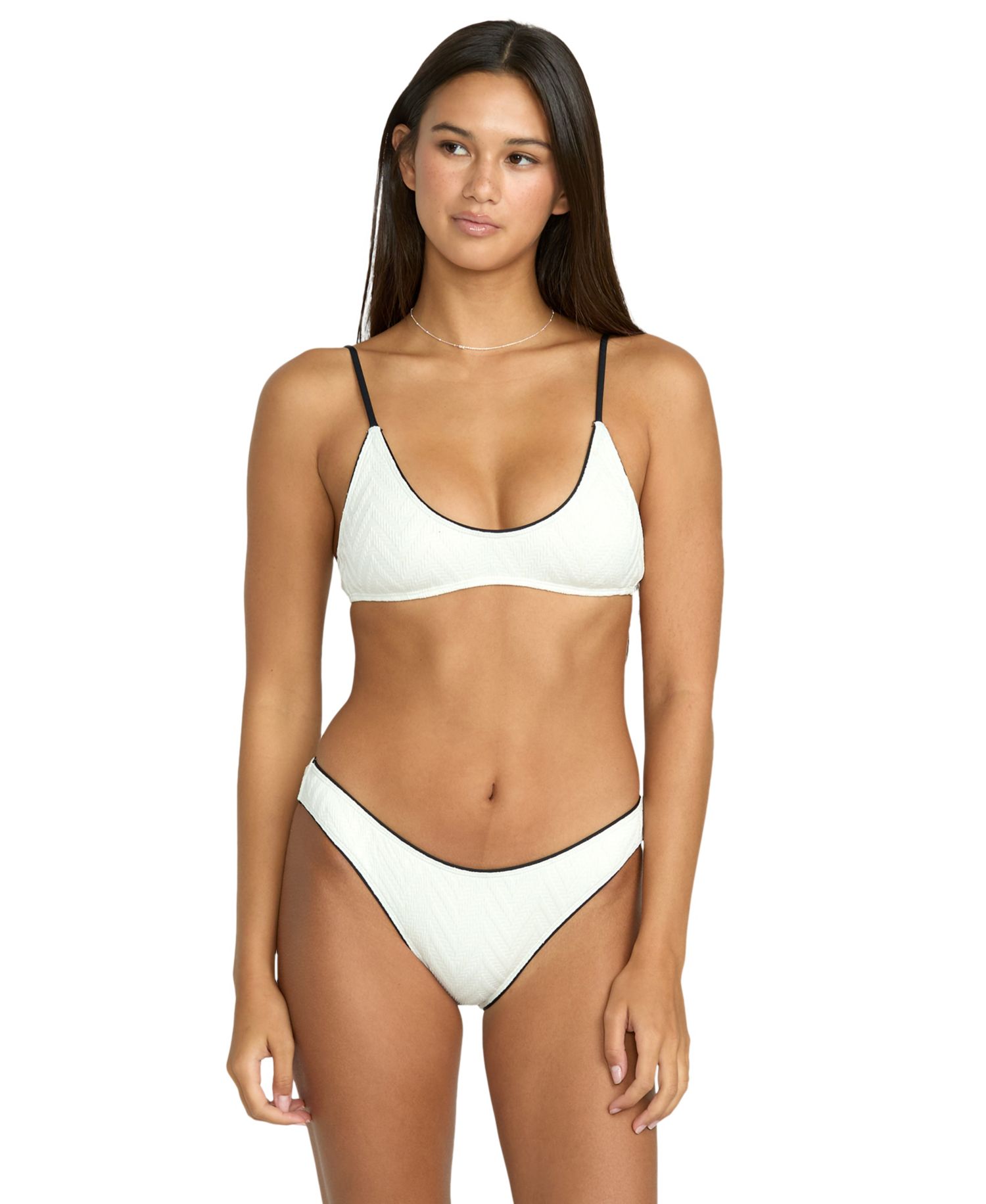 Women's Baby V-Neck Cropped Bikini Top and Moderate Coverage Hipster Swim Bottoms
