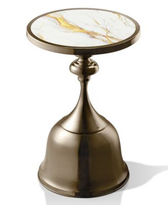 Knoll 16" Metal Round End Table with Pedestal Base