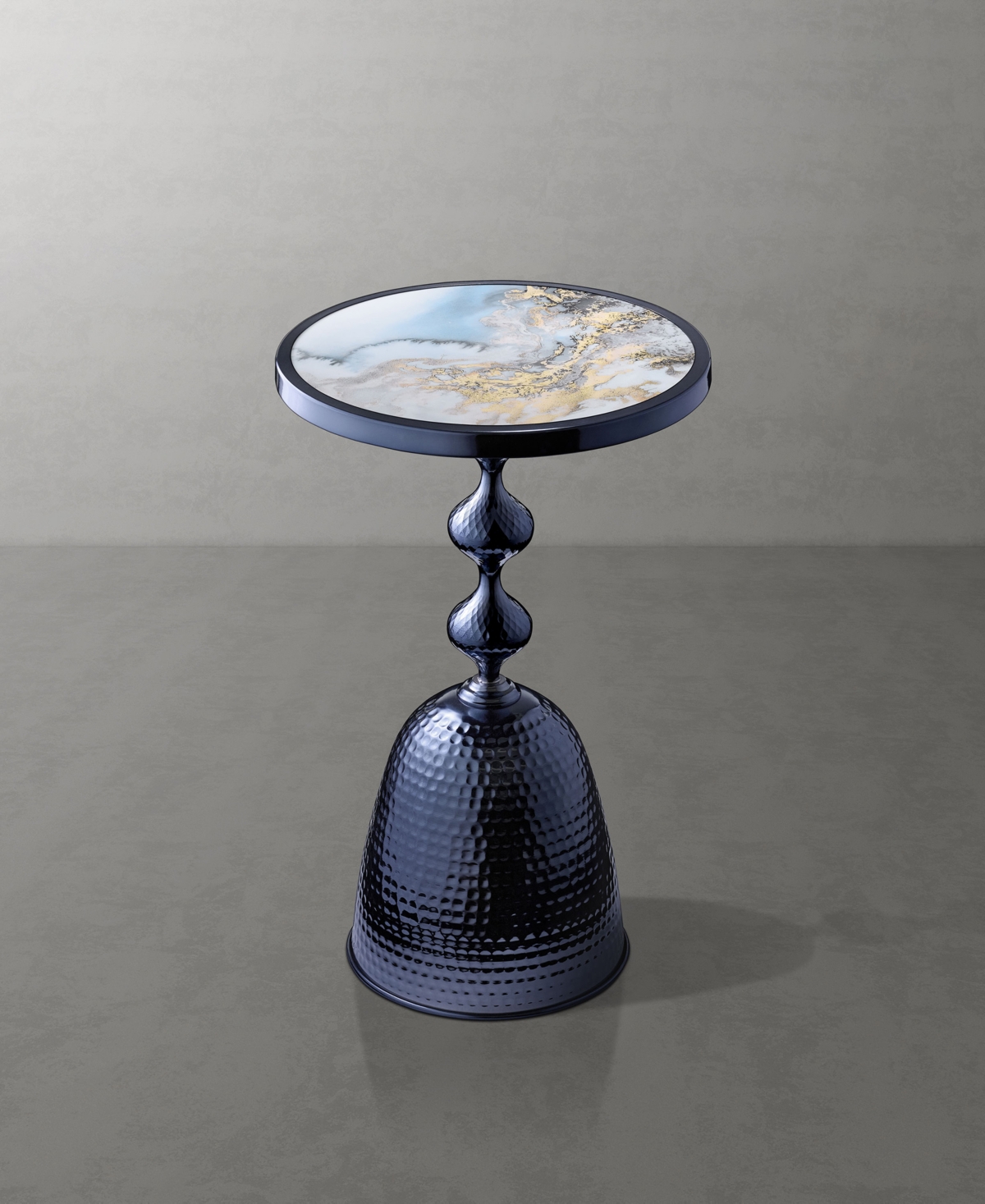 Furniture Of America Knoll 16" Metal Round End Table With Pedestal Base In Blue