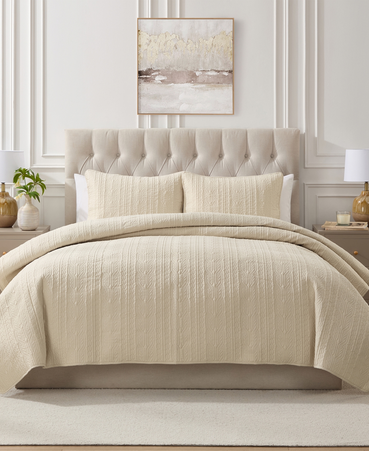 Seventh Studio Cable Knit 2-pc. Quilt Set, Twin In White