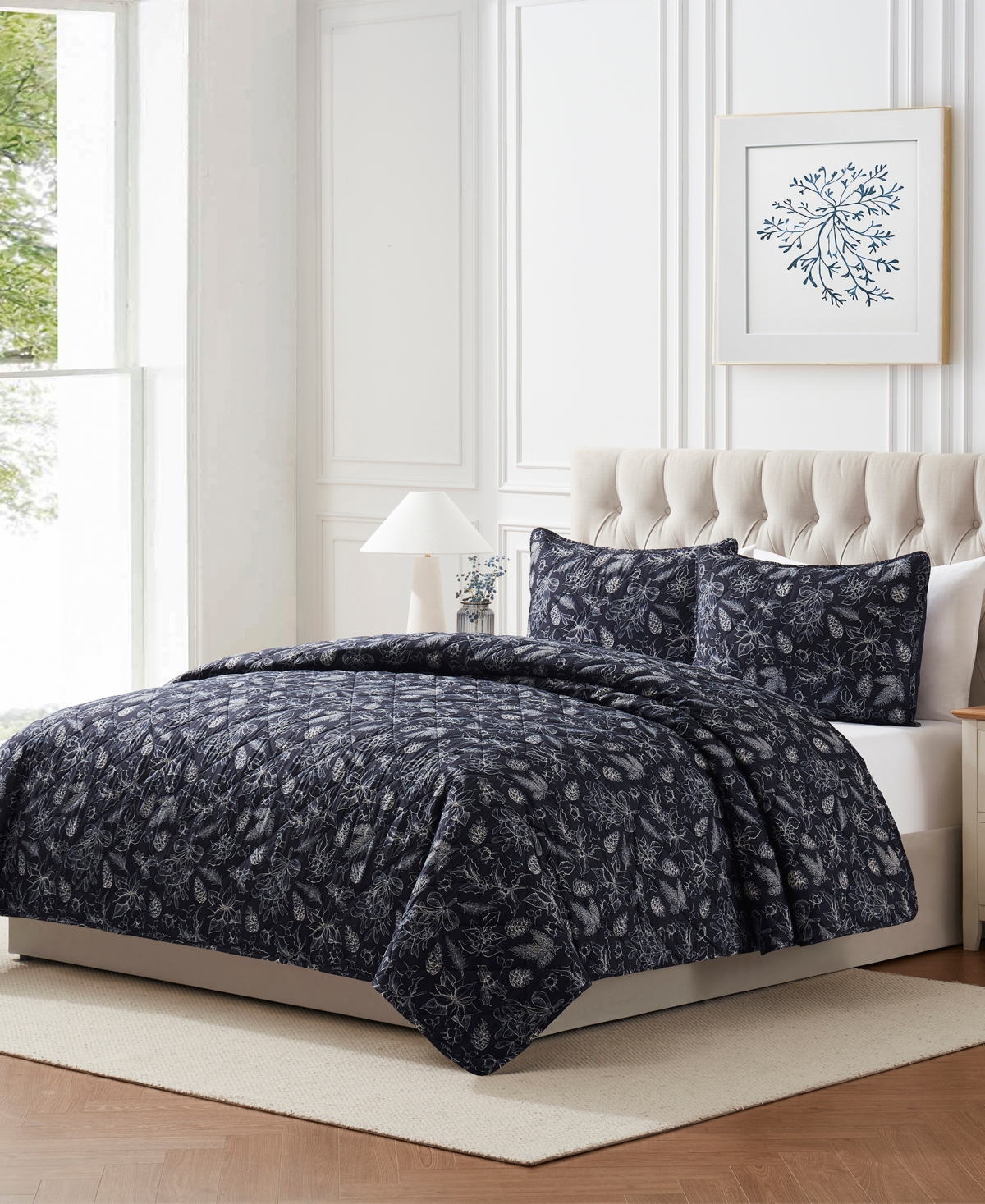 Seventh Studio Merry Sketched 3-pc. Quilt Set, Full/queen In Blue