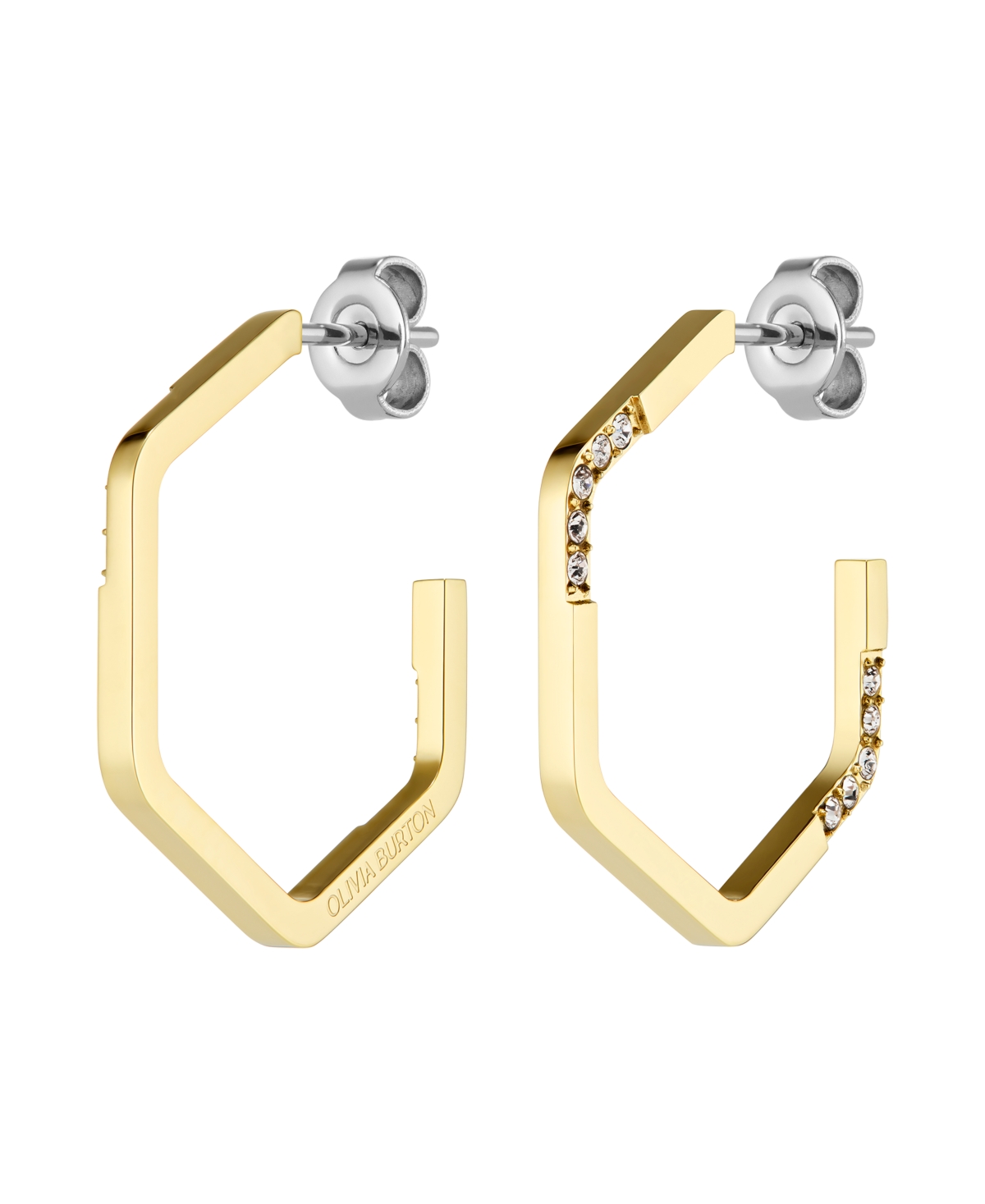 Olivia Burton Crystal Honeycomb Gold Tone Stainless Steel Earrings In Gold