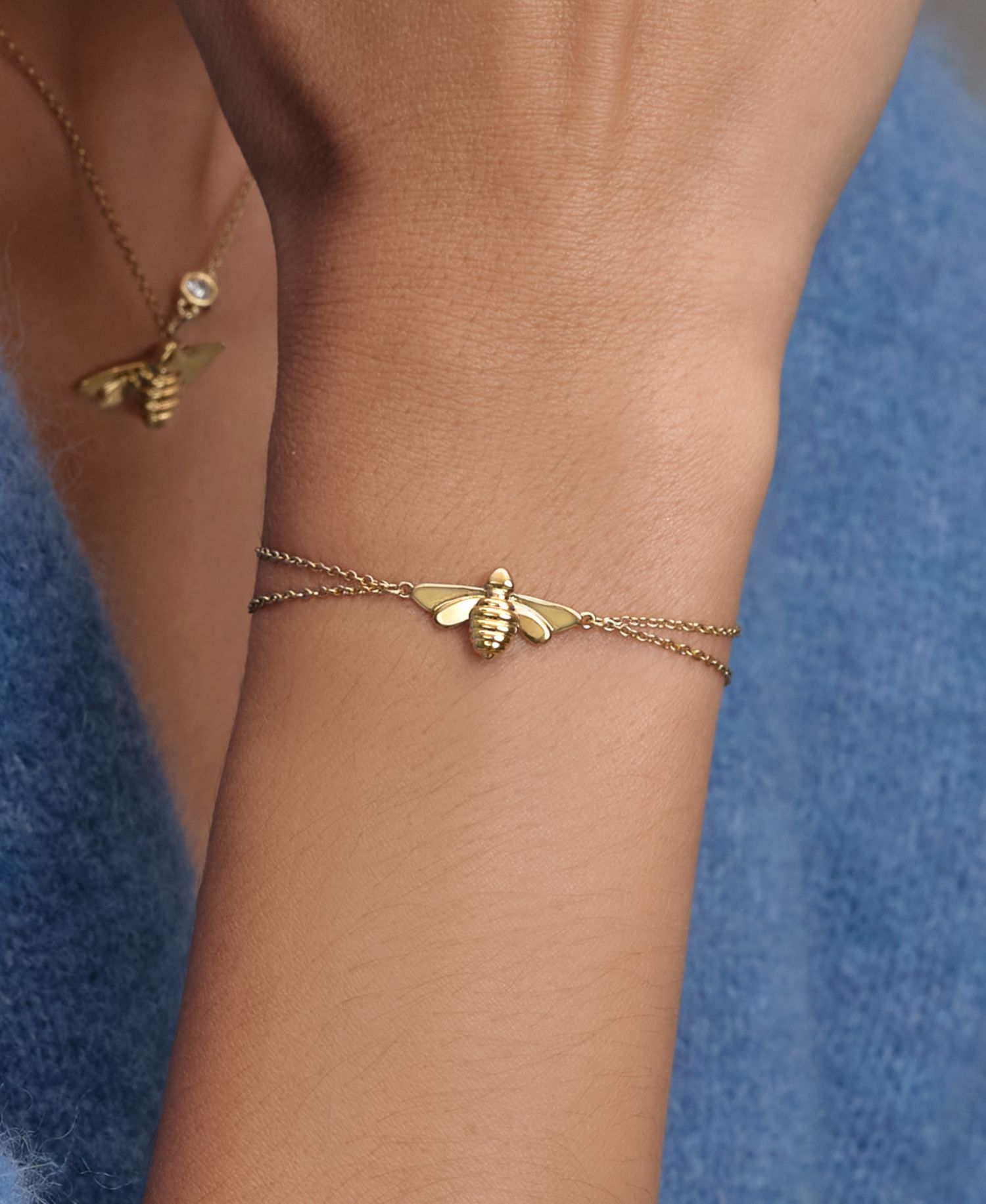 Honey Bee Gold Tone Stainless Steel Bracelet
