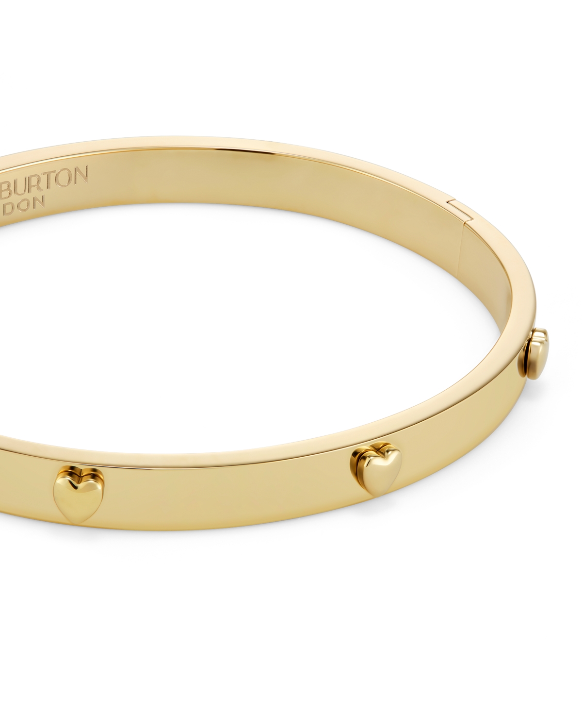 Olivia Burton Mini Heart Gold Tone Stainless Bangle Bracelet In Brown