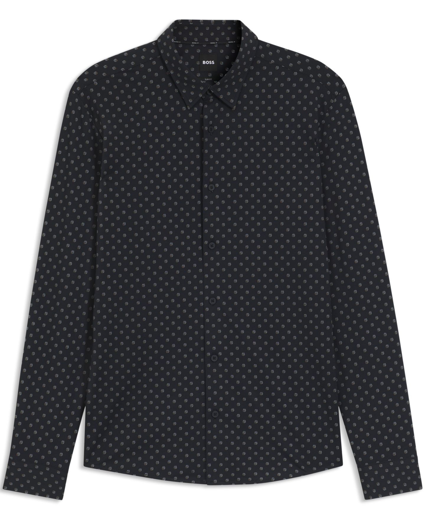 Мужская рубашка Hugo Boss Performance-Stretch Slim-Fit Dress Shirt, цвет: Чёрный — фото 3