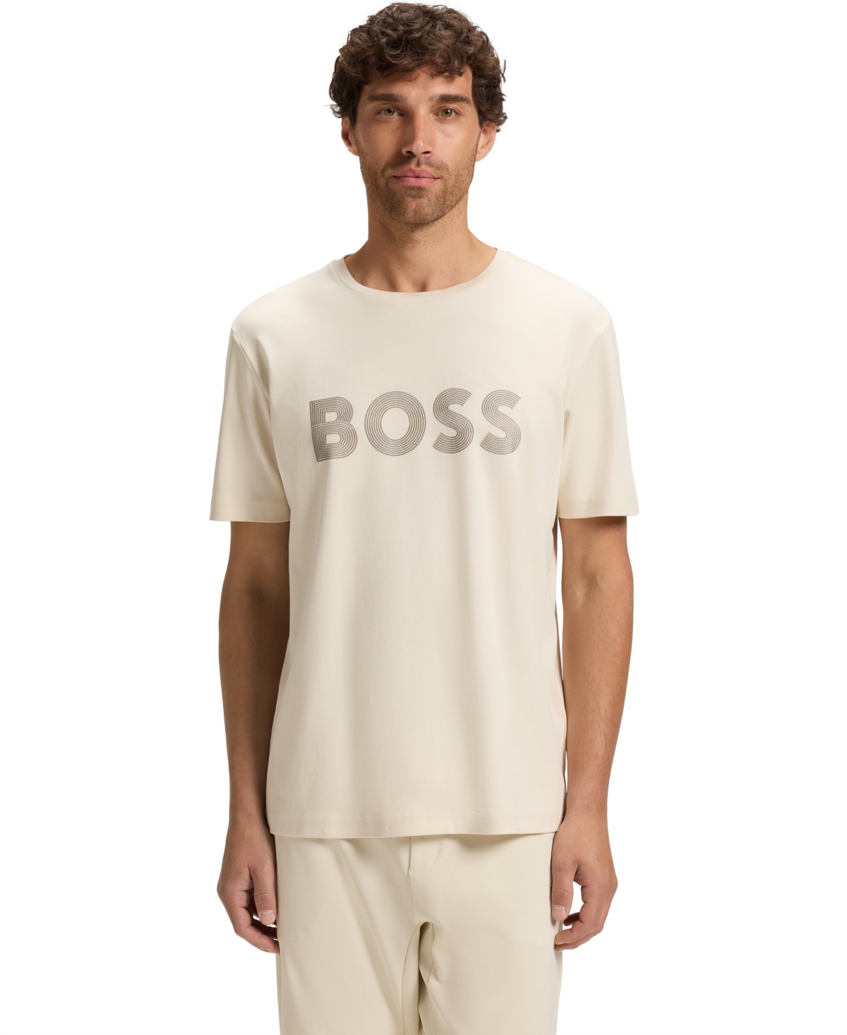 Hugo Boss Boss By  Men's Gloss Logo Pima-cotton T-shirt In White