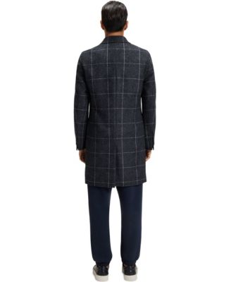 Men's Plain Check Slim-Fit Coat