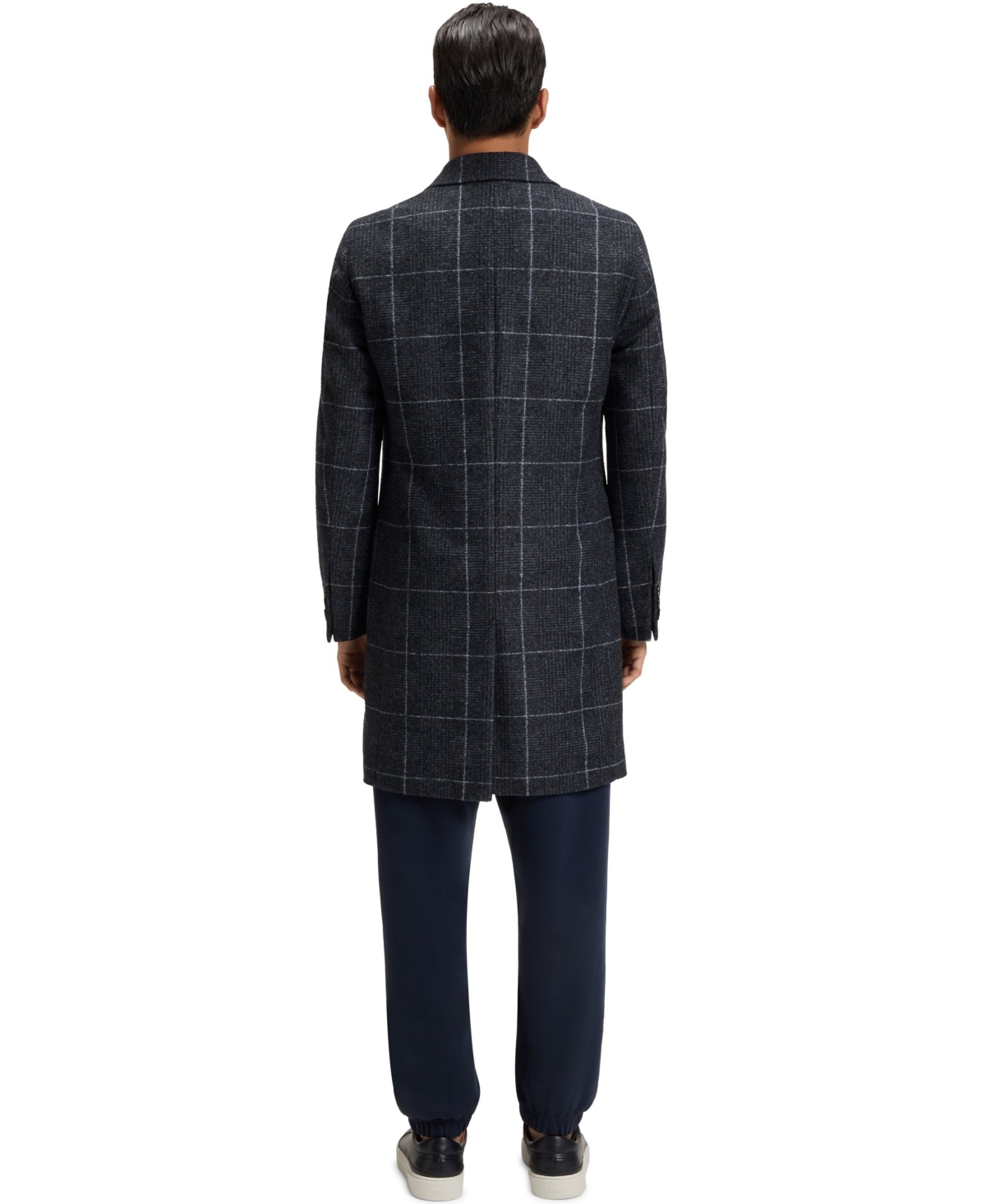 Hugo Boss Boss By  Men's Plain Check Slim-fit Coat In Blue