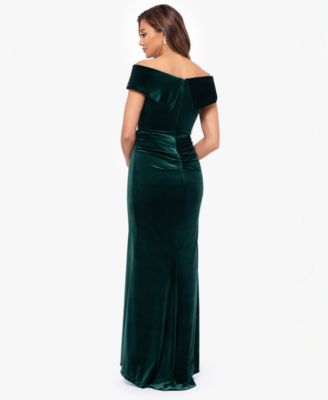 Women's Off-The-Shoulder Ruffle Velvet Dress