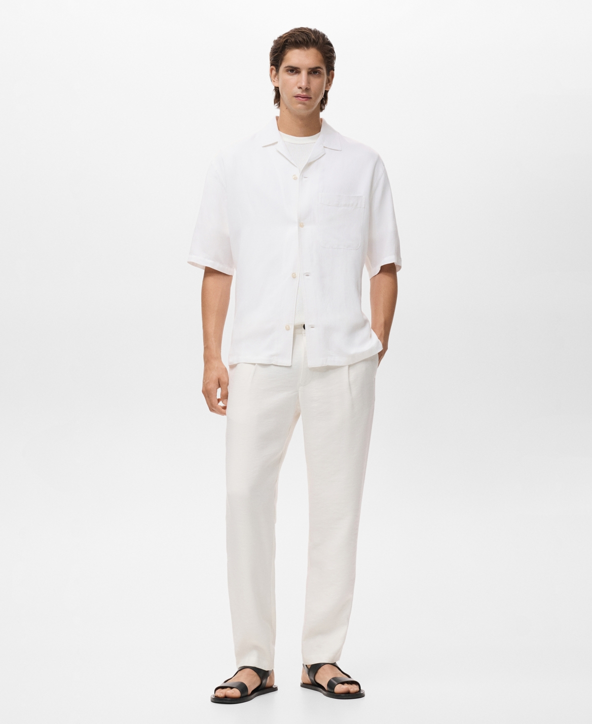 Mango Short Sleeve Cotton Crewneck Sweater In White
