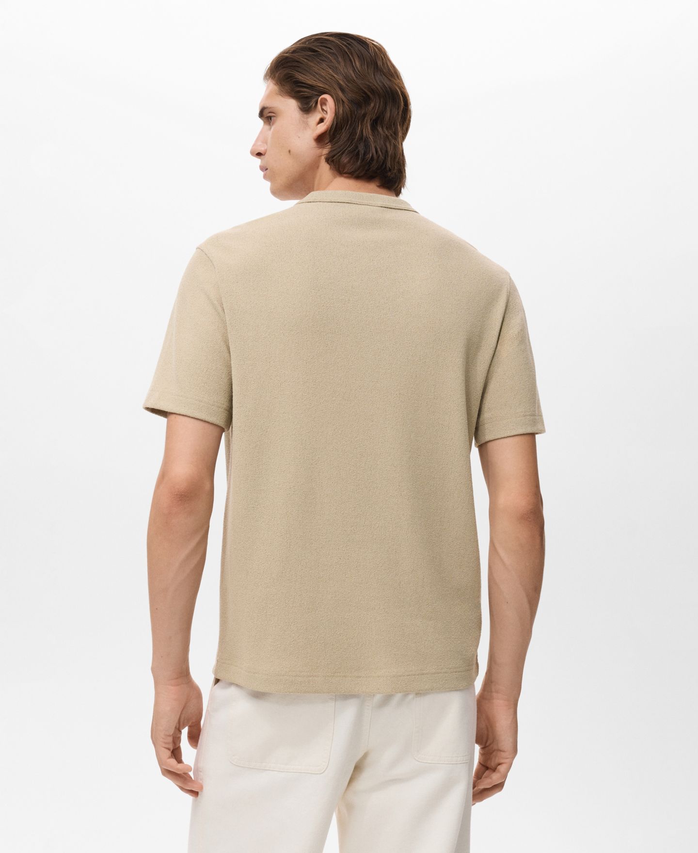 Мужская футболка Mango Fine-Knit, цвет: Бежевый — фото 3