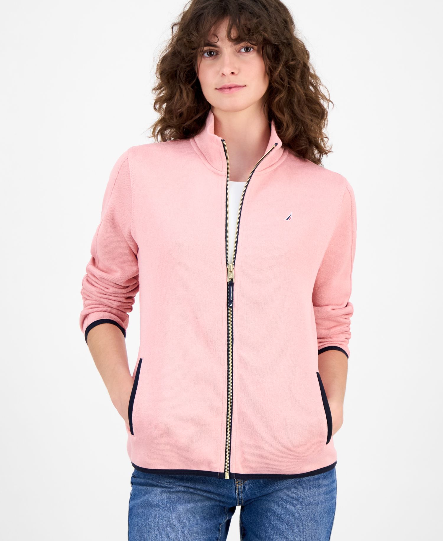 Nautica Women's Zip-Front Fleece Sweater jacket