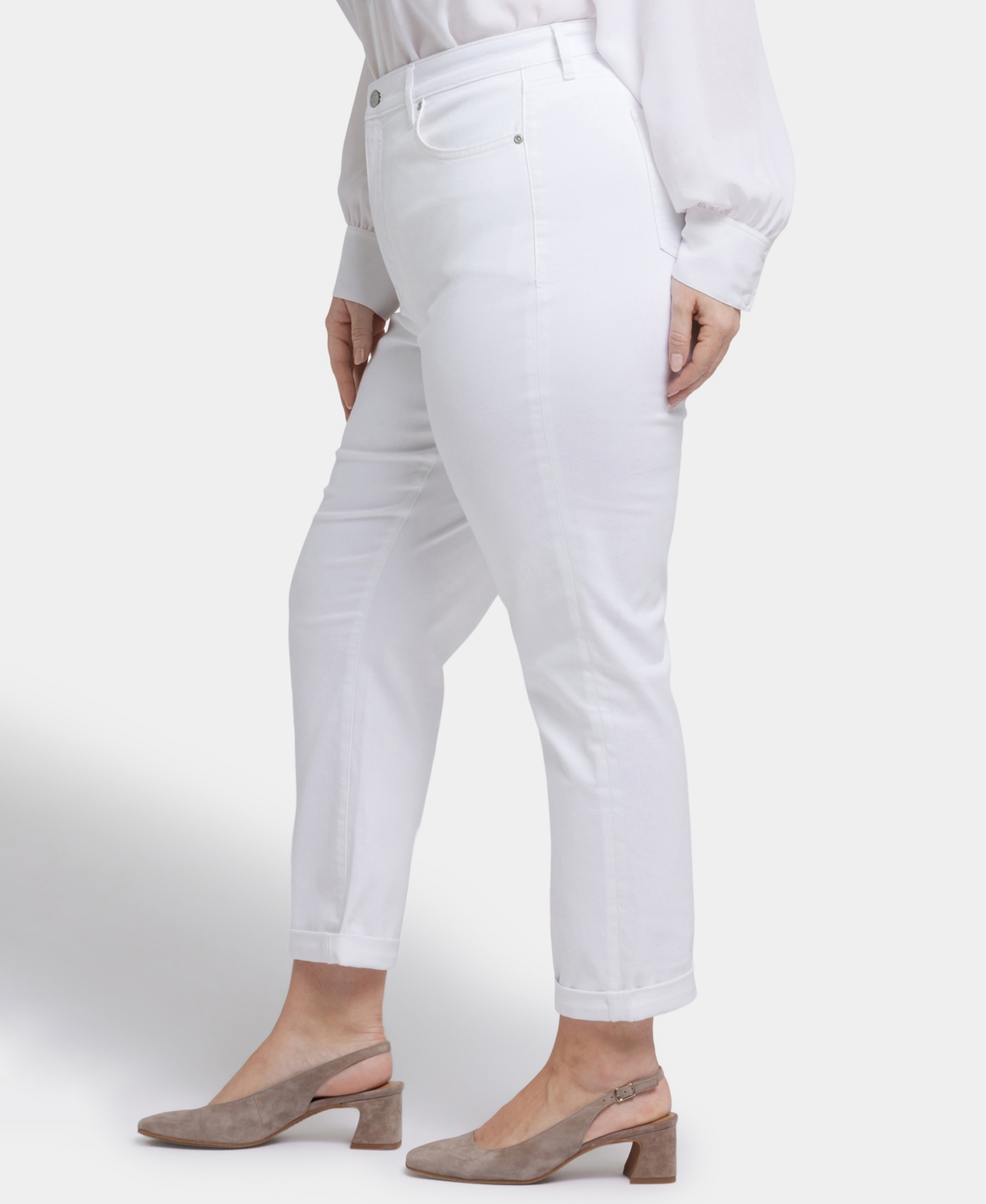 Nydj Plus Size Margot Girlfriend Pull On Jeans In White