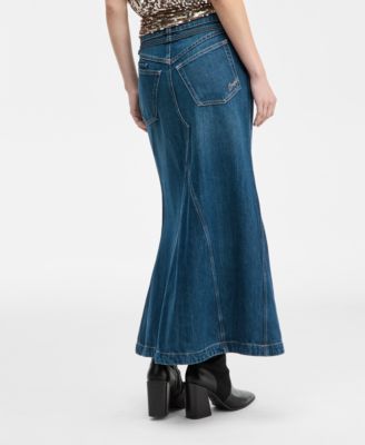 Women's Flared Denim Maxi Skirt