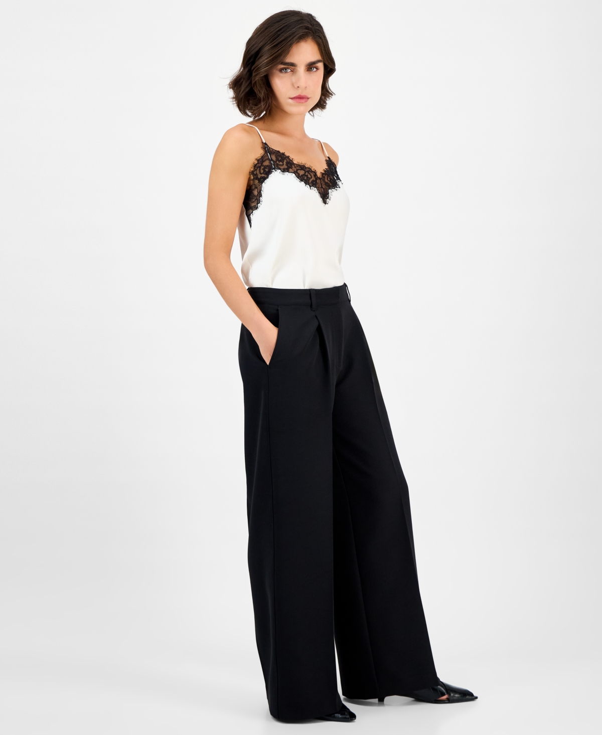 Hugo Boss Women's Pleated Wide-leg Pants In Black
